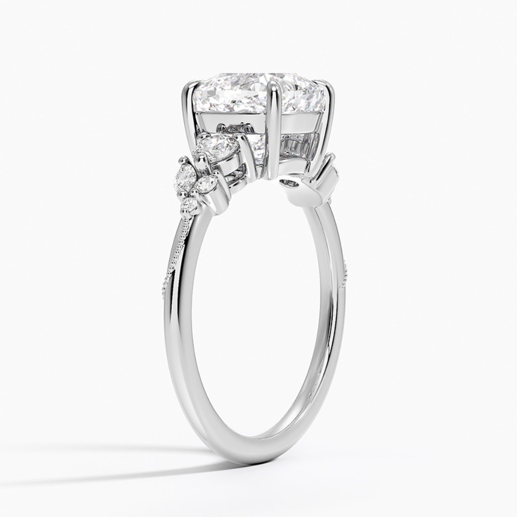 DDRG19 - Camellia Three Stone Diamond Engagement Ring