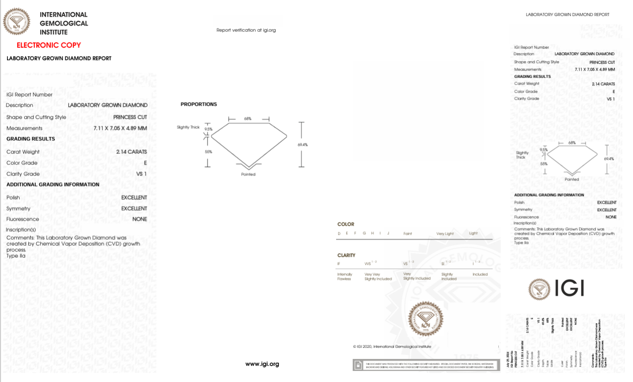 DP97 - X-115-206 Princess Diamond IGI Lab - Grown 2.14 Carat