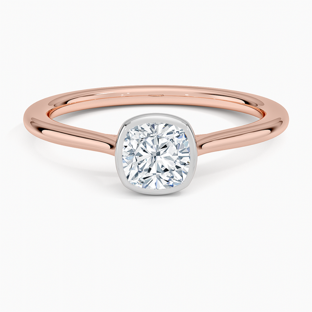 DDRG81 - Mixed Metal Petite Luna Bezel Engagement Ring