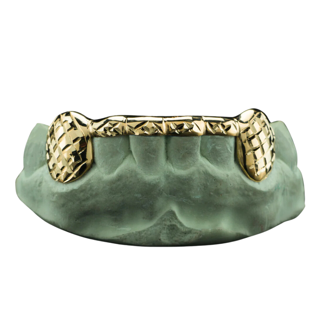 DD52 Solid Gold 6 Teeth with Connecting Bridge Grillz Bar