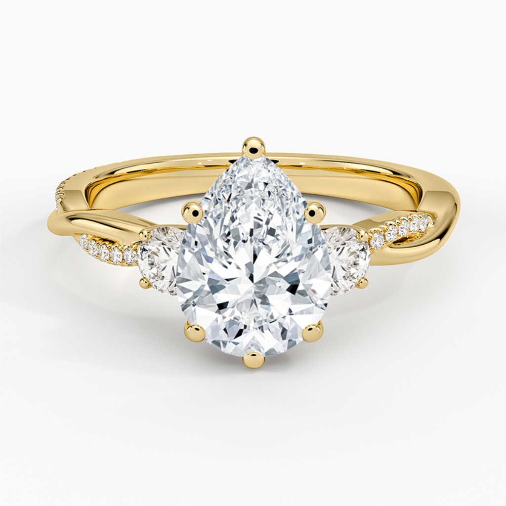 DDRG2 - Petite Twisted Vine Three Stone Diamond Engagement Ring