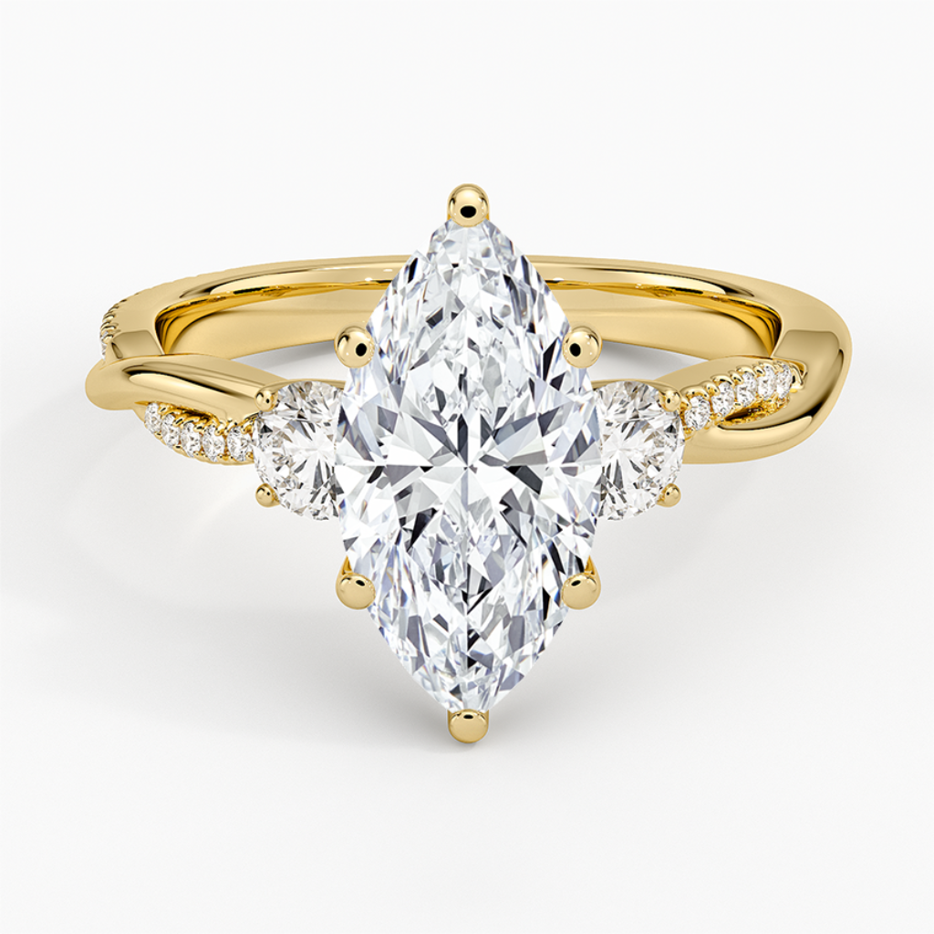 DDRG2 - Petite Twisted Vine Three Stone Diamond Engagement Ring