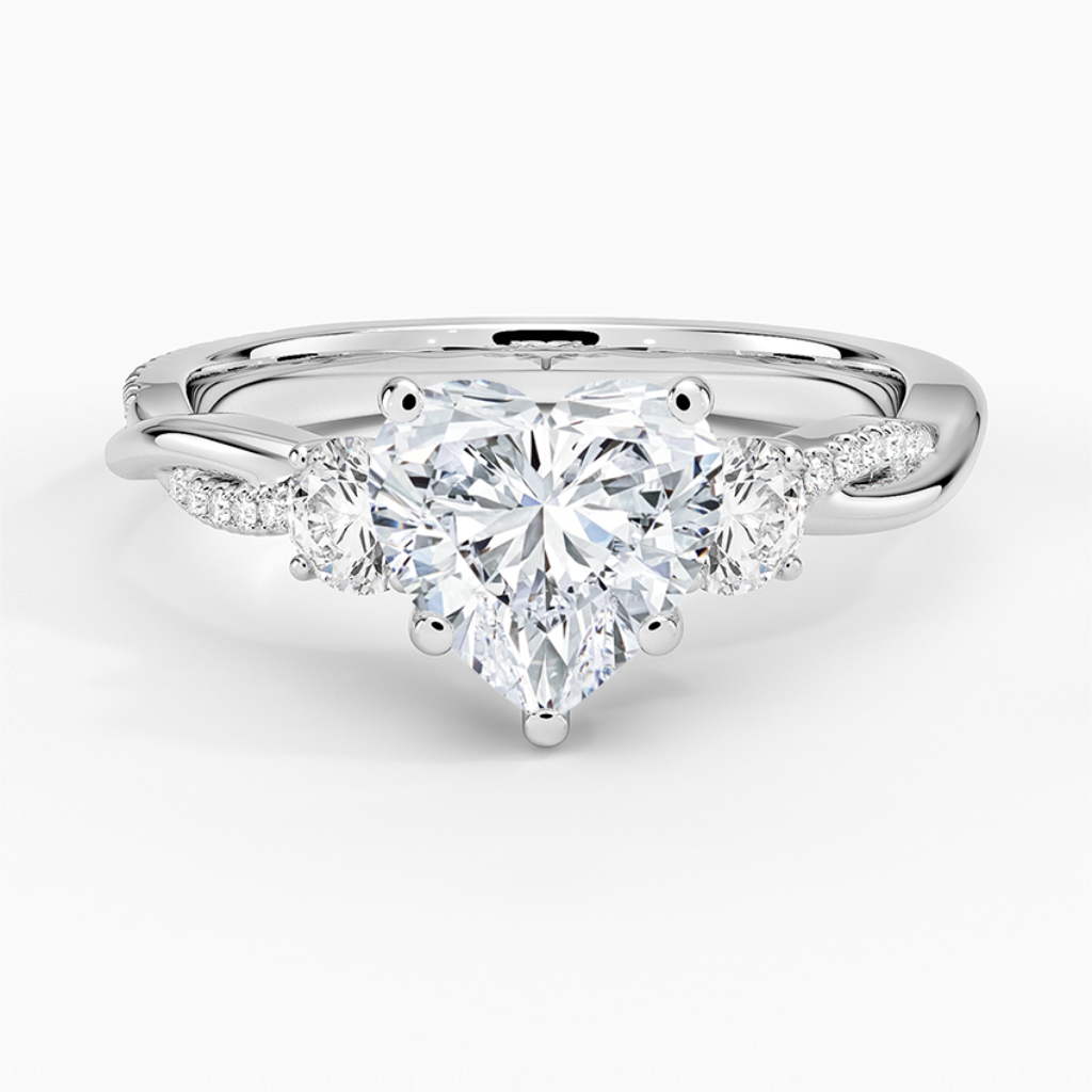 DDRG2 - Petite Twisted Vine Three Stone Diamond Engagement Ring