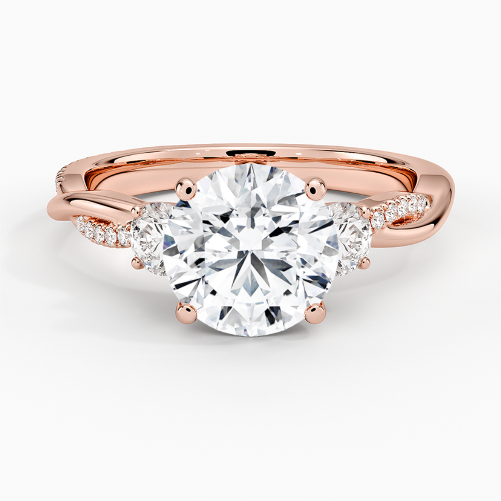 DDRG2 - Petite Twisted Vine Three Stone Diamond Engagement Ring