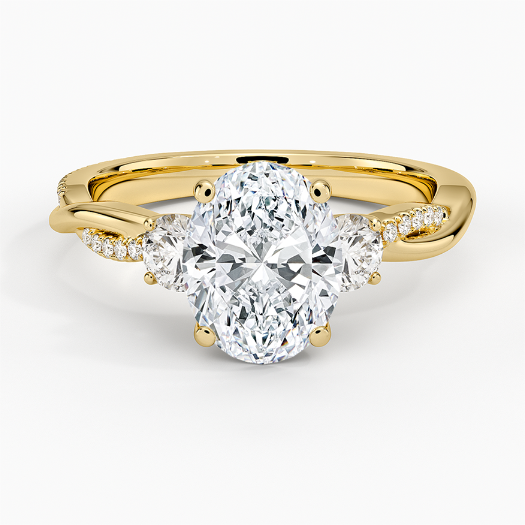 DDRG2 - Petite Twisted Vine Three Stone Diamond Engagement Ring