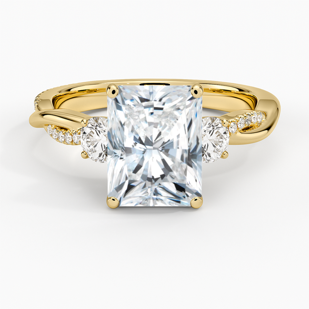 DDRG2 - Petite Twisted Vine Three Stone Diamond Engagement Ring